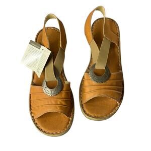 Spring Step Women's Sandals Size 41 9.5 10 Karmel in Camel Leather Wedge Turkey